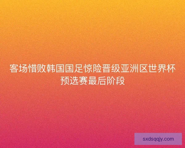 客场惜败韩国国足惊险晋级亚洲区世界杯预选赛最后阶段 客场惜败韩国国足惊险晋级亚洲区世界杯预选赛最后阶段