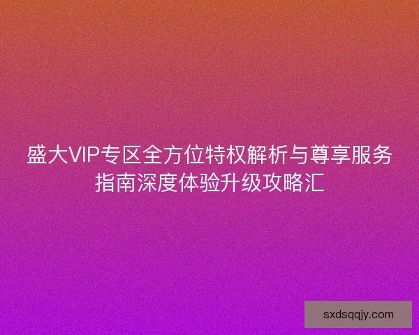 盛大VIP专区全方位特权解析与尊享服务指南深度体验升级攻略汇