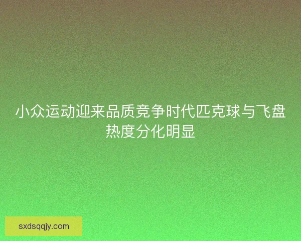 小众运动迎来品质竞争时代匹克球与飞盘热度分化明显
