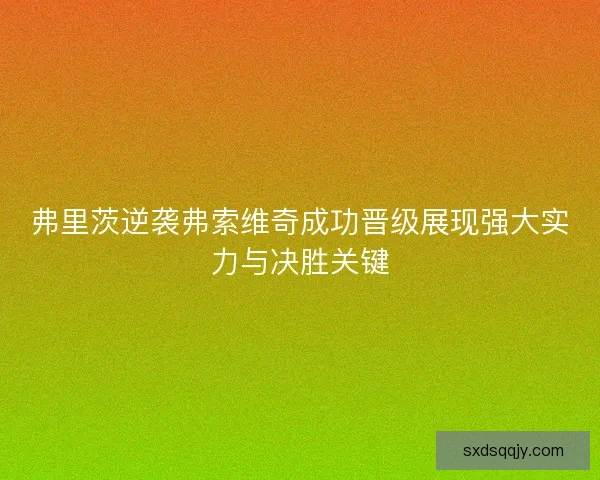 弗里茨逆袭弗索维奇成功晋级展现强大实力与决胜关键 弗里茨逆袭弗索维奇成功晋级展现强大实力与决胜关键